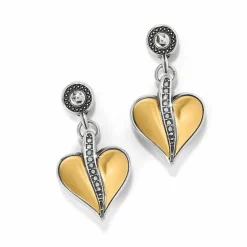 Brighton Precious Heart Two Tone Post Drop Earrings Silver-Gold Sale