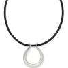Brighton Pretty Tough Arch Leather Necklace Silver-Black Clearance