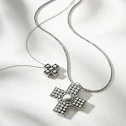 Brighton Pretty Tough Bold Cross Necklace Silver Best