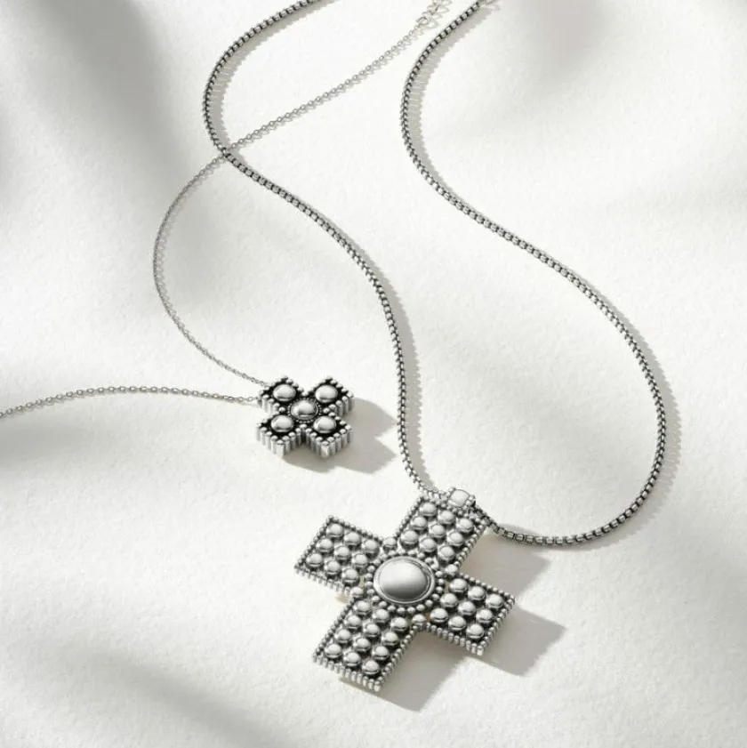 Brighton Pretty Tough Bold Cross Necklace Silver Best