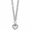 Brighton Pretty Tough Bold Heart Necklace Silver Fashion