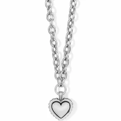 Brighton Pretty Tough Bold Heart Necklace Silver Fashion