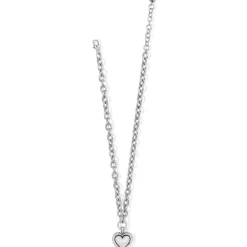 Brighton Pretty Tough Bold Heart Necklace Silver Fashion