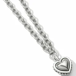 Brighton Pretty Tough Bold Heart Necklace Silver Fashion