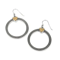 Brighton Pretty Tough Bold Heart Two Tone French Wire Earrings Silver-Gold Sale