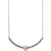Brighton Pretty Tough Bold Two Tone Heart Bar Necklace Silver-Gold Fashion
