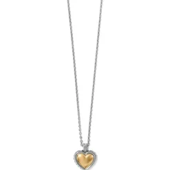 Brighton Pretty Tough Bold Two Tone Heart Petite Necklace Silver-Gold Sale