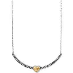 Brighton Pretty Tough Bold Two Tone Heart Bar Necklace Silver-Gold Fashion