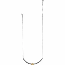Brighton Pretty Tough Bold Two Tone Heart Bar Necklace Silver-Gold Fashion