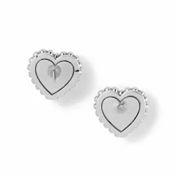 Brighton Pretty Tough Petite Heart Post Earrings Silver New