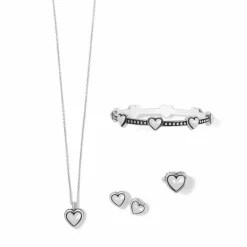 Brighton Pretty Tough Petite Heart Post Earrings Silver New