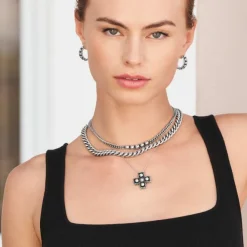 Brighton Pretty Tough Small Cross Necklace Silver Hot