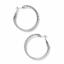Brighton Pretty Tough Stud Large Leverback Hoop Earrings Silver Online
