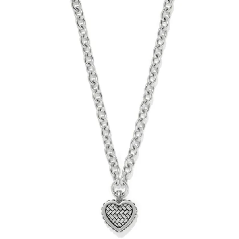 Brighton Pretty Tough Weave Heart Necklace Silver Fashion