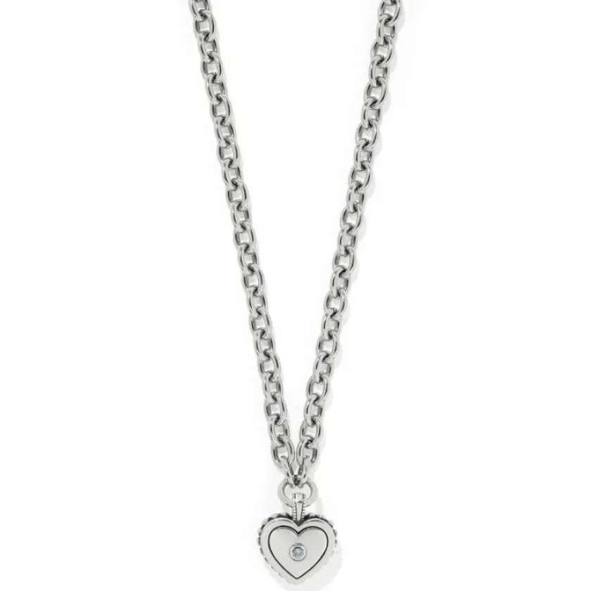 Brighton Pretty Tough Weave Heart Necklace Silver Fashion