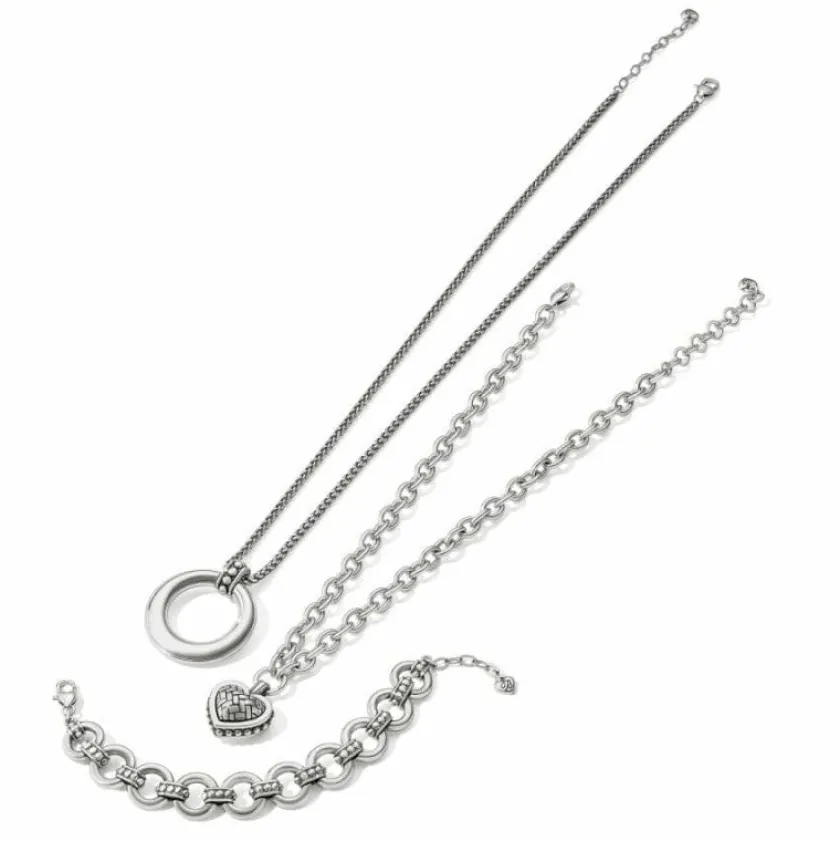 Brighton Pretty Tough Weave Heart Necklace Silver Fashion