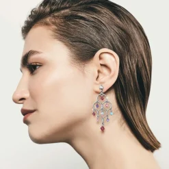 Brighton Prism Lights Amethyst Post Drop Earrings Silver-Purple New