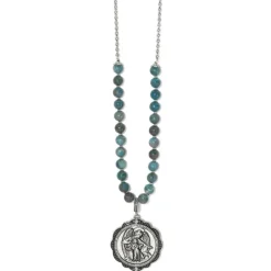 Brighton Protection Angel Medallion Necklace Silver-Blue Fashion