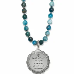 Brighton Protection Angel Medallion Necklace Silver-Blue Fashion