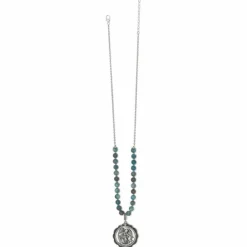 Brighton Protection Angel Medallion Necklace Silver-Blue Fashion