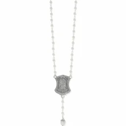 Brighton Protection Angel Pendant Necklace Silver-Pearl Fashion