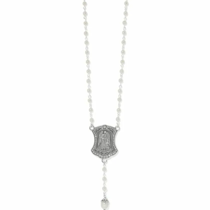 Brighton Protection Angel Pendant Necklace Silver-Pearl Fashion