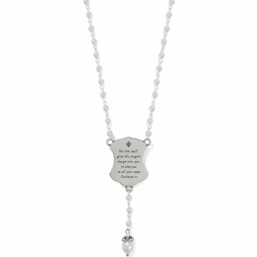 Brighton Protection Angel Pendant Necklace Silver-Pearl Fashion