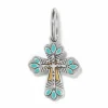 Brighton Pueblo Cross Charm Silver-Blue Outlet