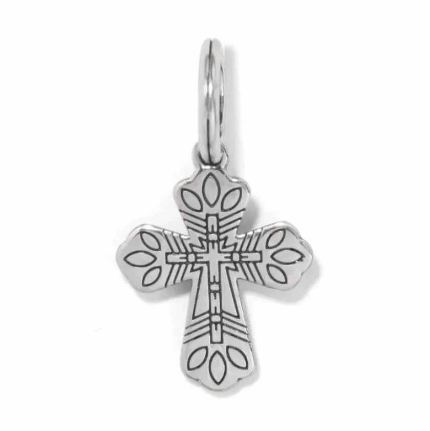 Brighton Pueblo Cross Charm Silver-Blue Outlet