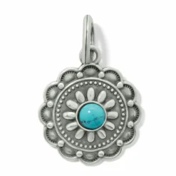 Brighton Pueblo Medallion Charm Silver-Blue Fashion