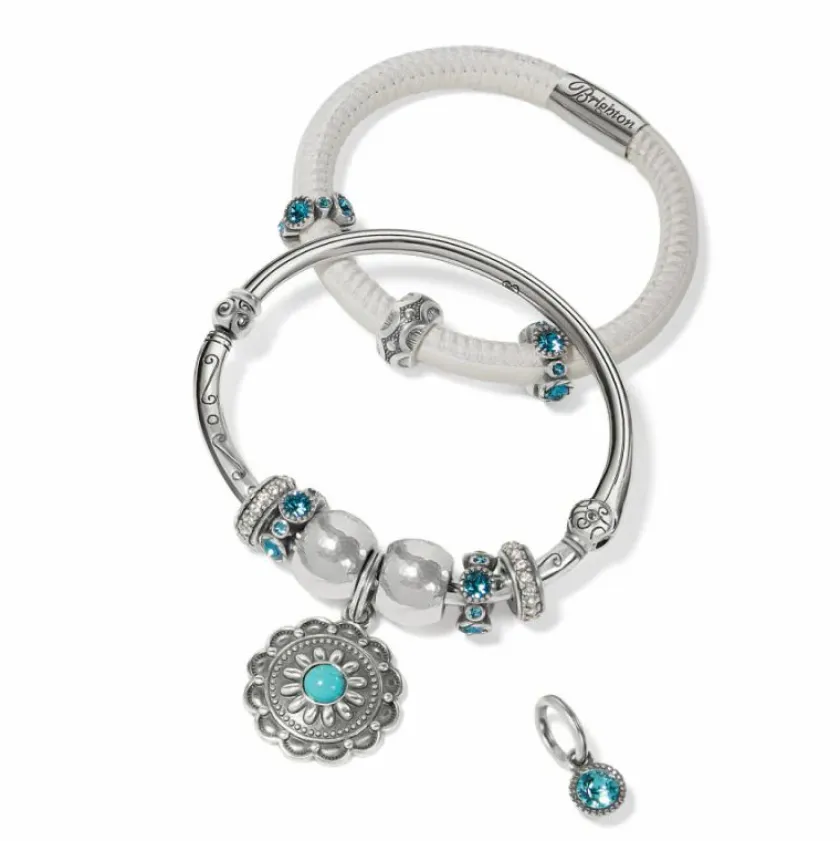 Brighton Pueblo Medallion Charm Silver-Blue Fashion