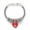 Brighton Red Heart Charm Bracelet Silver-Red Discount