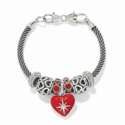 Brighton Red Heart Charm Bracelet Silver-Red Discount