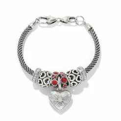 Brighton Red Heart Charm Bracelet Silver-Red Discount