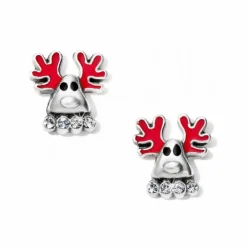 Brighton Reindeer Mini Post Earrings Silver-Red Outlet