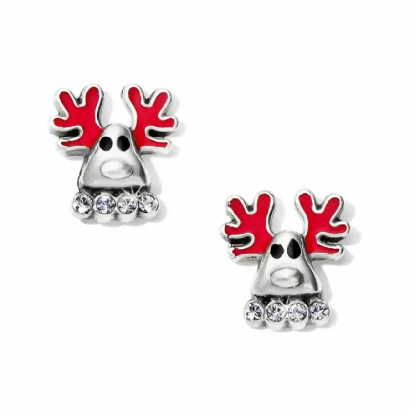 Brighton Reindeer Mini Post Earrings Silver-Red Outlet