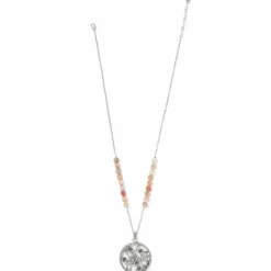 Brighton Sakura Beaded Pendant Necklace Silver-Pink Discount