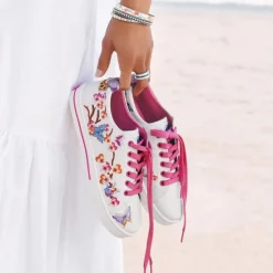 Brighton Sakura Embroidered Sneakers White-Multi Sale