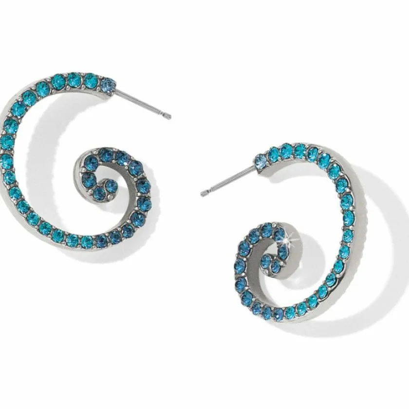 Brighton Sea Of Love Crystal Hoop Earrings Silver-Blue Outlet