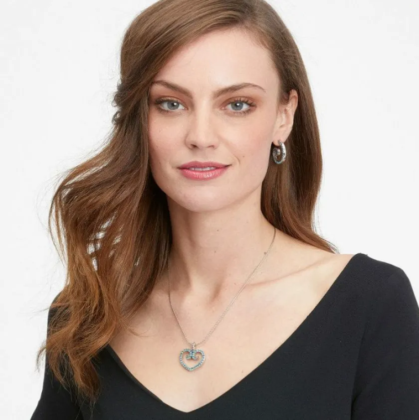Brighton Sea Of Love Crystal Hoop Earrings Silver-Blue Outlet