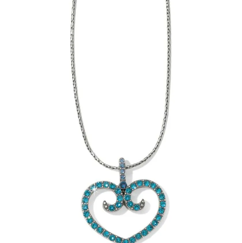 Brighton Sea of Love Reversible Petite Heart Necklace Silver-Blue Discount