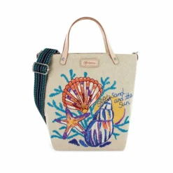 Brighton Sea Sand Sun Embroidered Medium Messenger Bag Multi Sale
