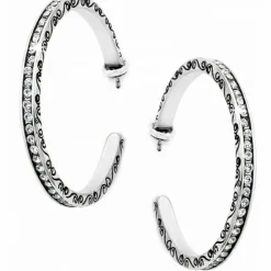 Brighton Secret Of Love Hoop Post Earrings Silver New