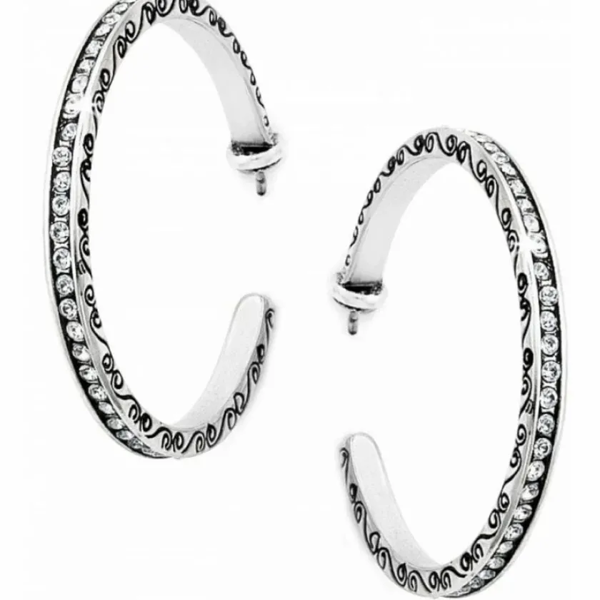 Brighton Secret Of Love Hoop Post Earrings Silver New