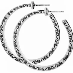 Brighton Secret Of Love Hoop Post Earrings Silver New