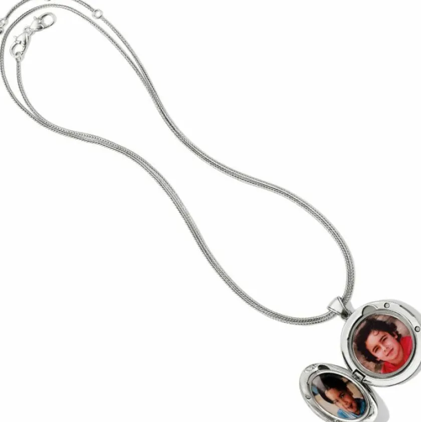 Brighton Serendipity Convertible Locket Necklace Silver-Black New