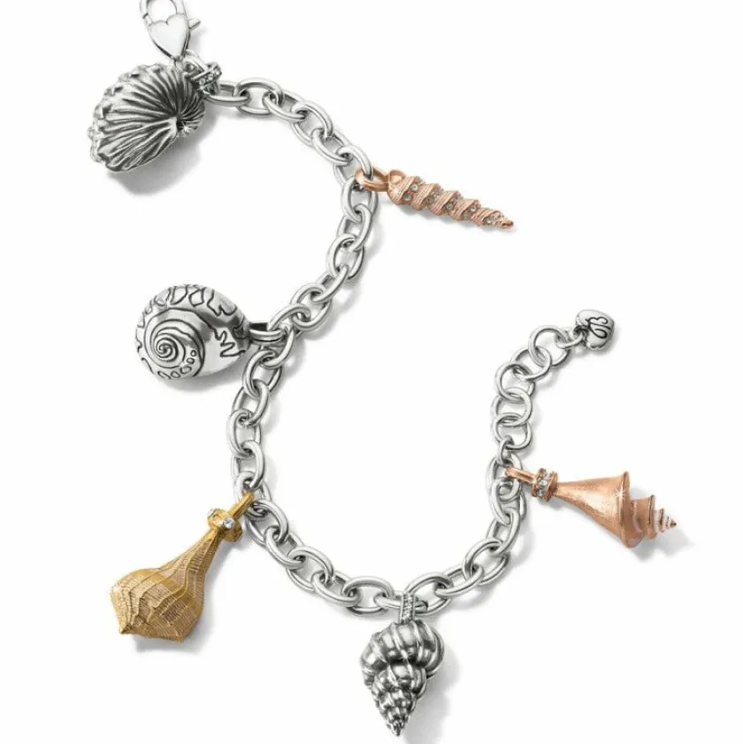 Brighton Shells Around The World Shell Charm Bracelet Silver-Gold Clearance