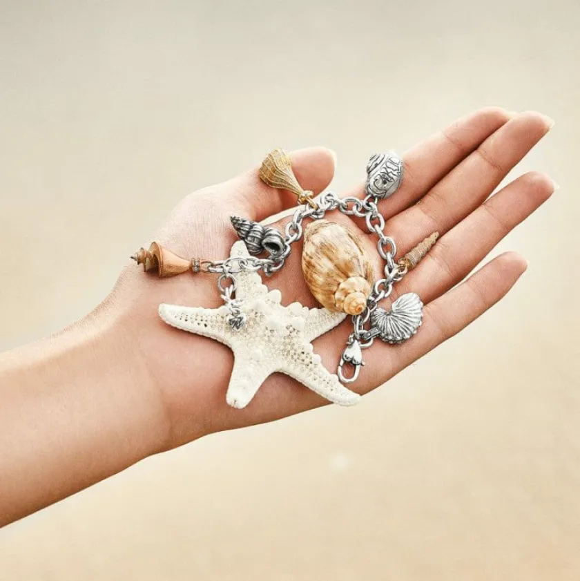 Brighton Shells Around The World Shell Charm Bracelet Silver-Gold Clearance
