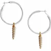 Brighton Shells Charm Hoop Earrings Silver-Gold Hot