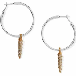 Brighton Shells Charm Hoop Earrings Silver-Gold Hot
